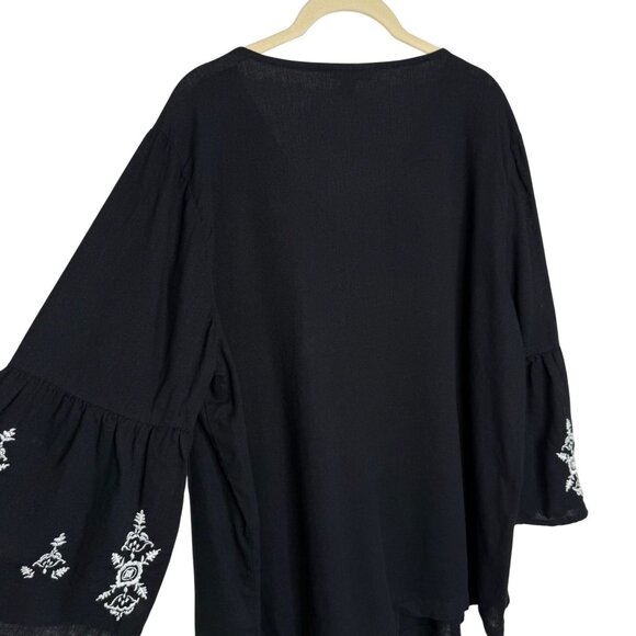 Style & Co Black Embroidered V-Neck Tunic Blouse, XL - Picture 4 of 9
